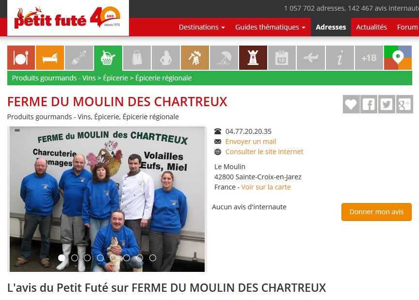 ferme du moulin des chartreux sur le petit futé